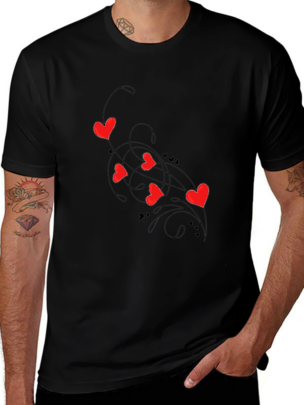 Heart Swirl Black Graphic Tee