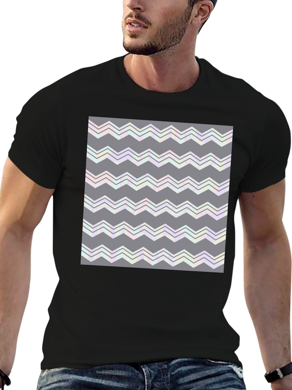 Abstract Zig-Zag Pattern T-Shirt