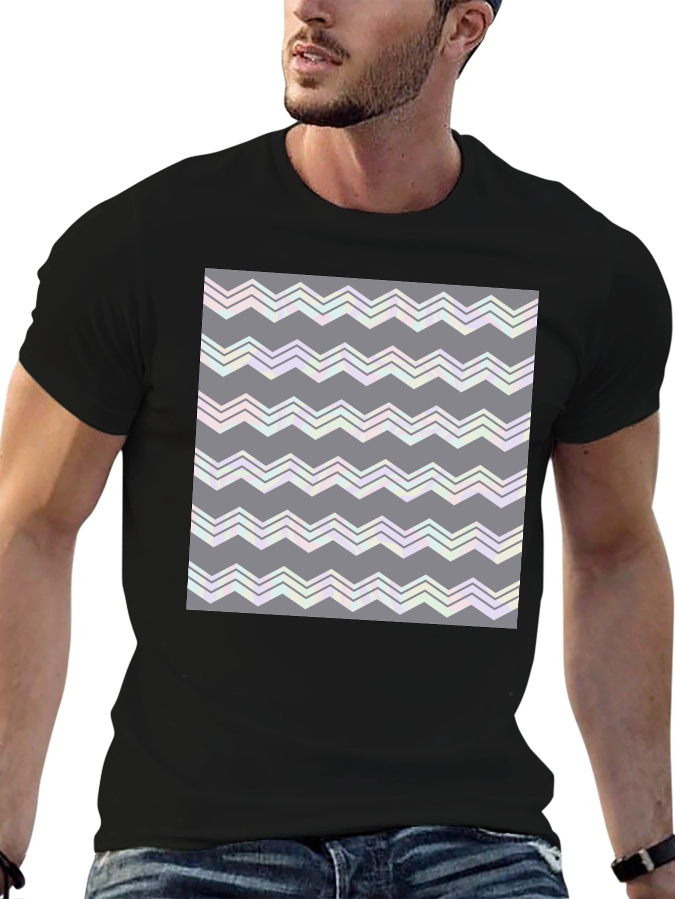 Abstract Zig-Zag Pattern T-Shirt