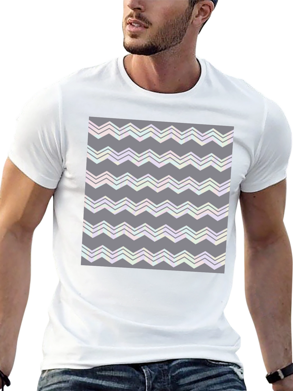Abstract Zig-Zag Pattern T-Shirt