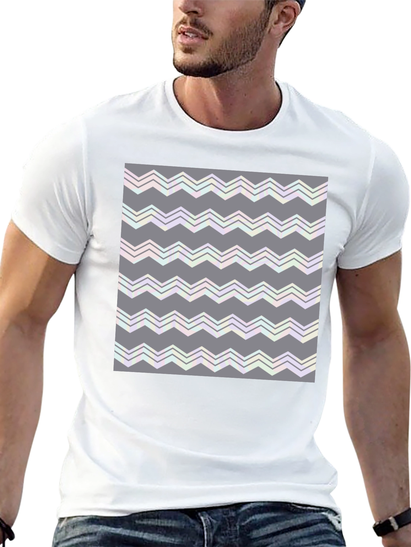 Abstract Zig-Zag Pattern T-Shirt