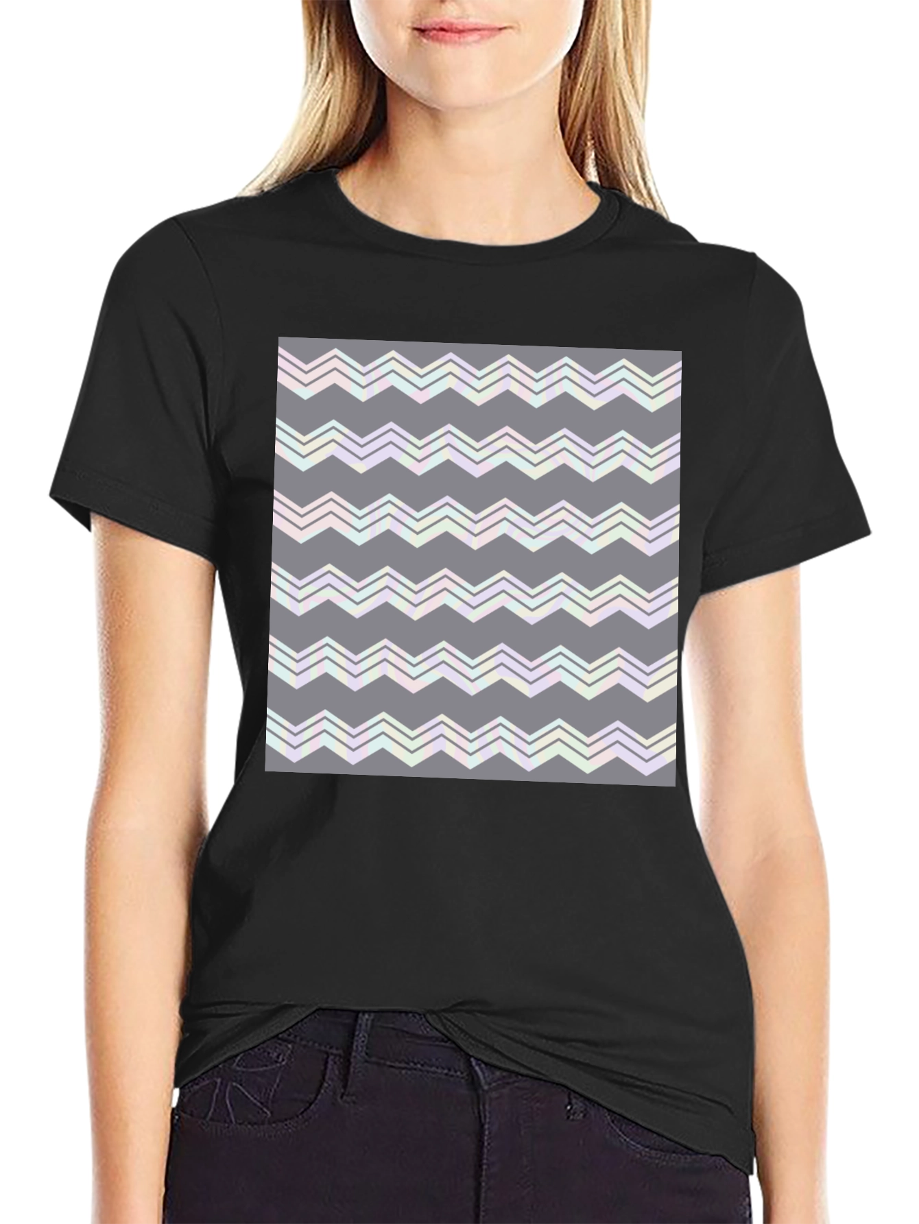 Abstract Zig-Zag Pattern T-Shirt