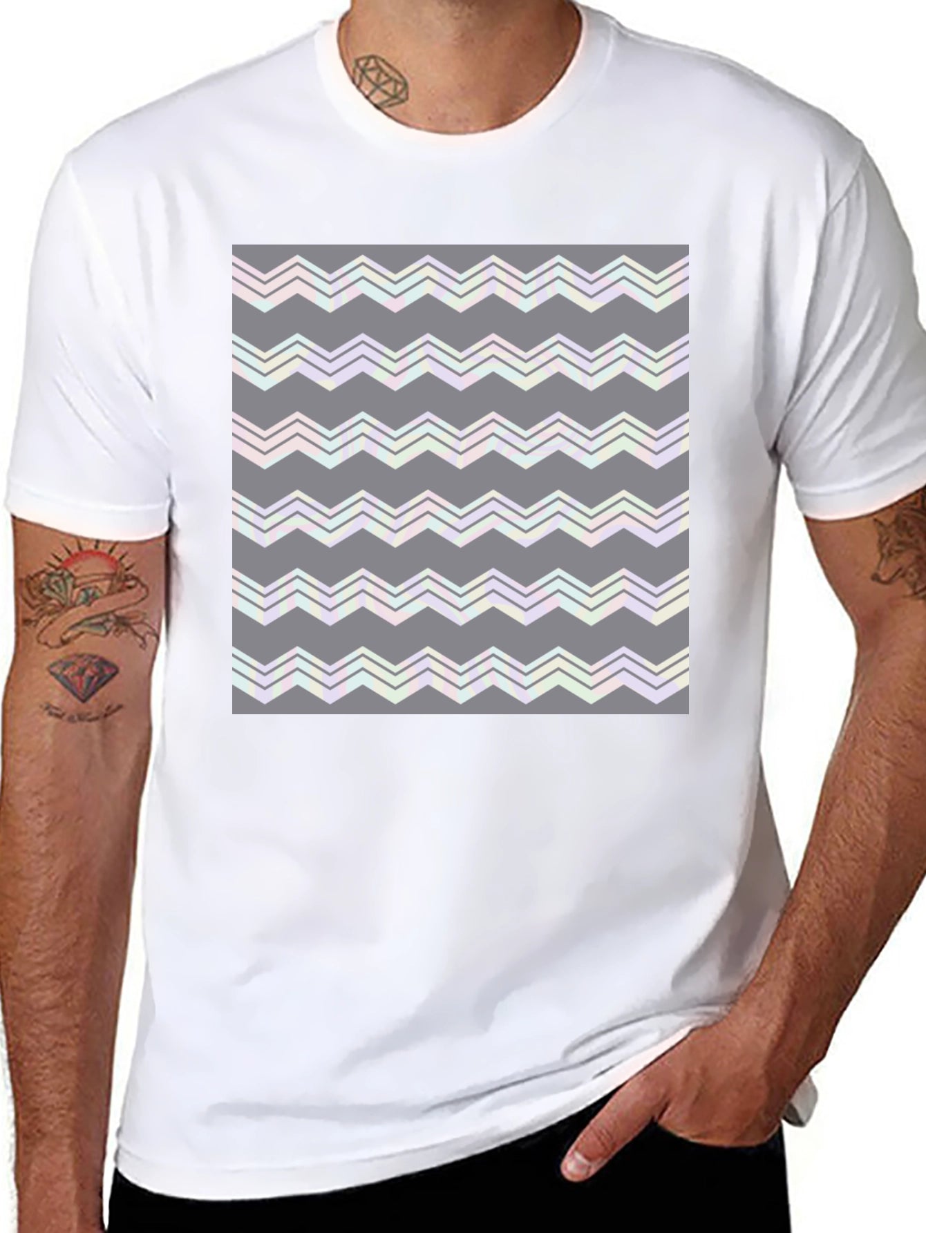 Abstract Zig-Zag Pattern T-Shirt