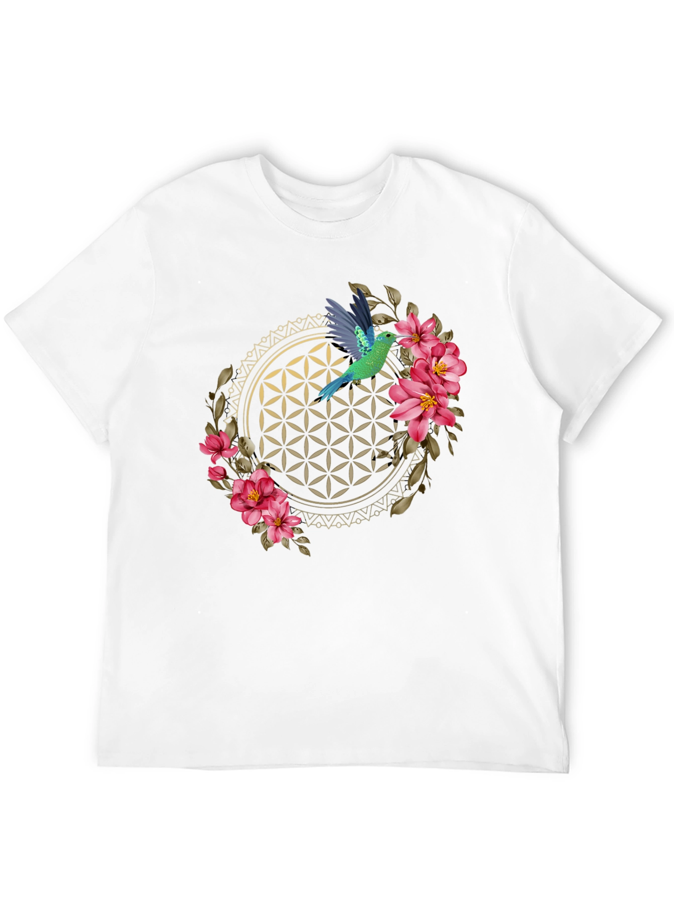 Floral Hummingbird Graphic Tee - Black