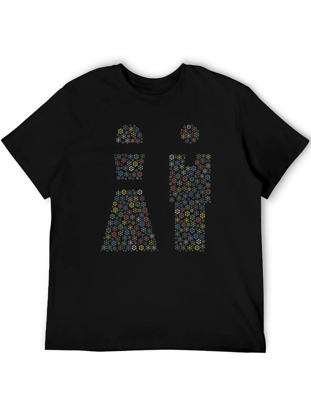 Geometric Snowflake Mens Black T-Shirt