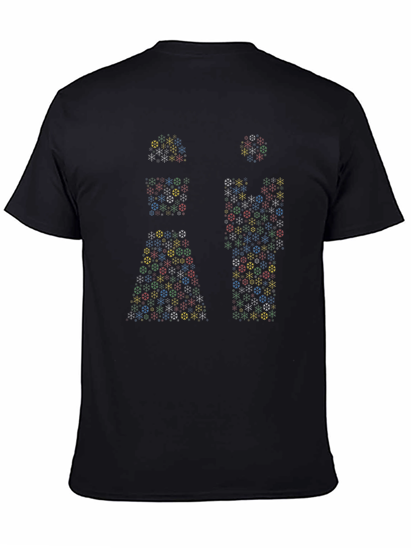 Geometric Snowflake Mens Black T-Shirt
