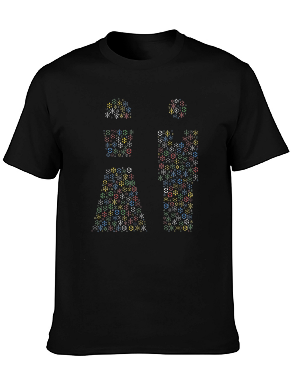 Geometric Snowflake Mens Black T-Shirt