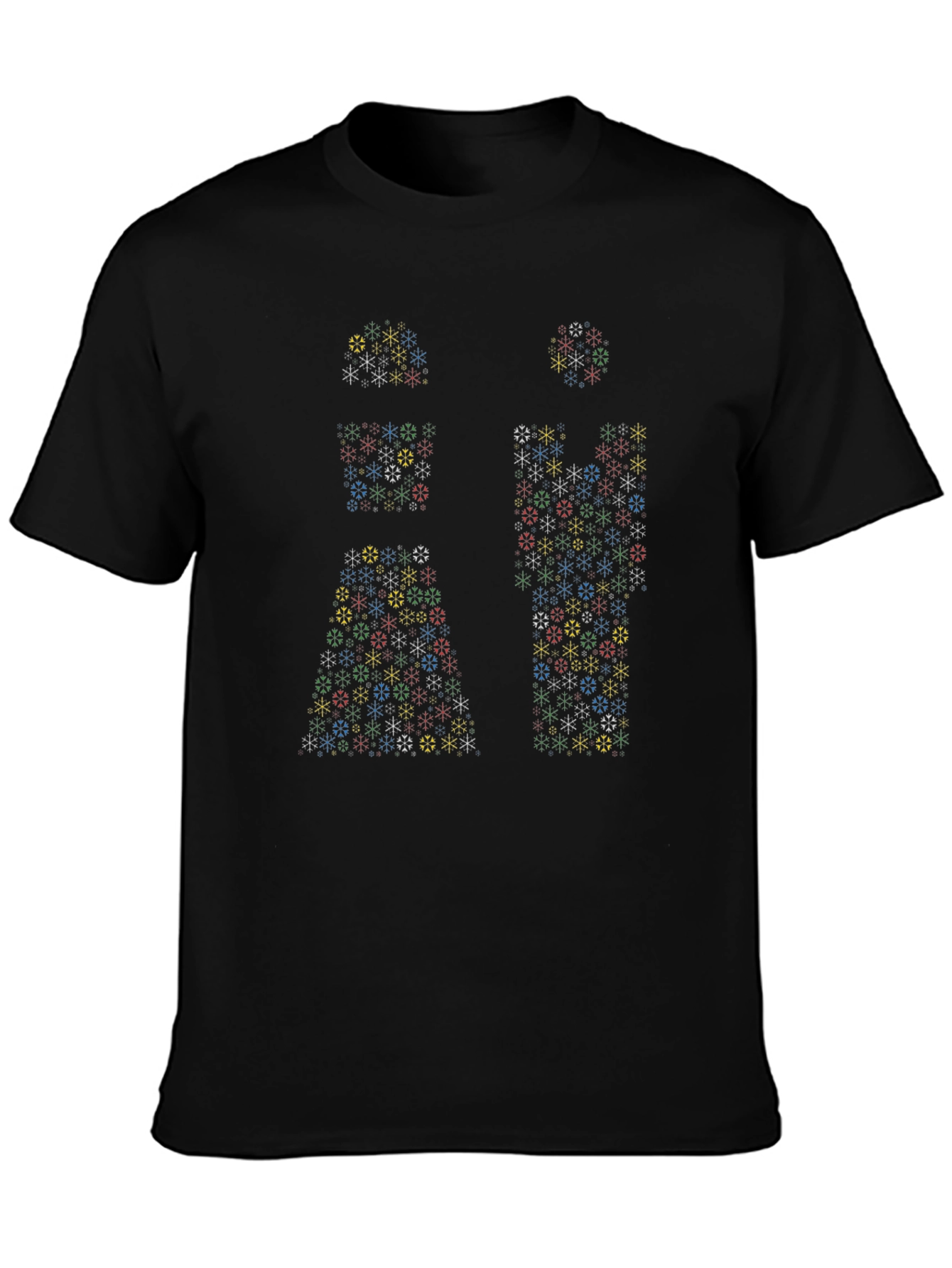 Geometric Snowflake Mens Black T-Shirt