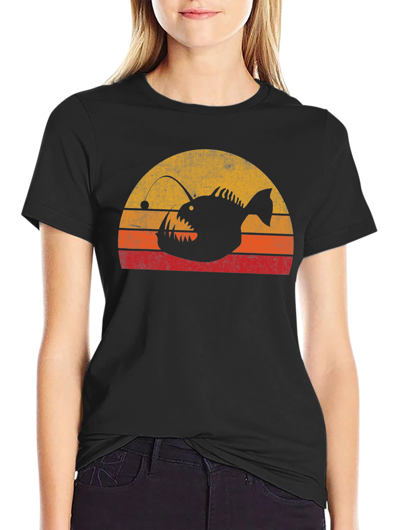 Anglerfish Sunset T-Shirt - Vintage Style