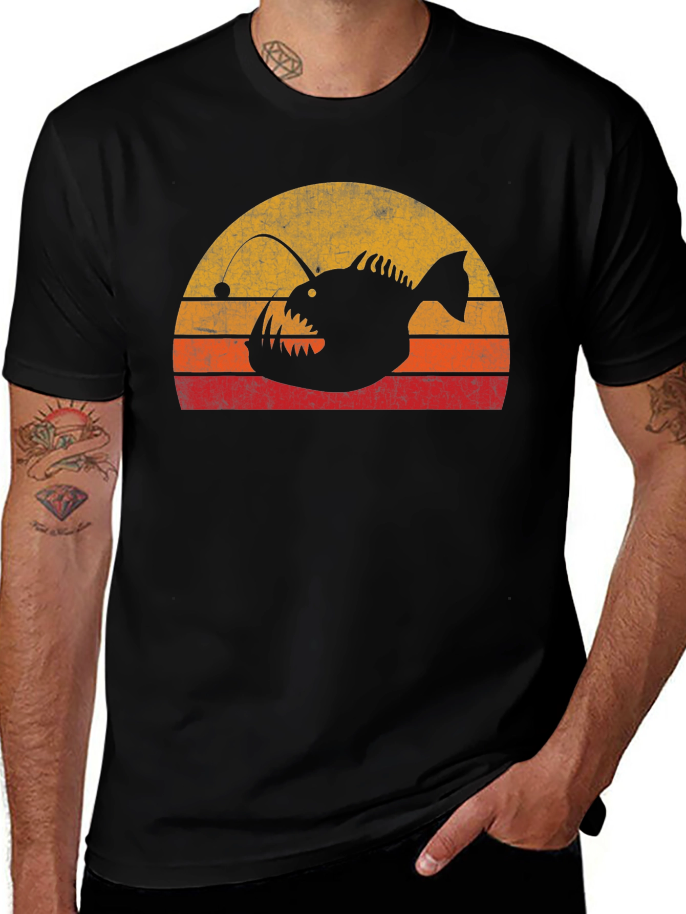 Anglerfish Sunset T-Shirt - Vintage Style