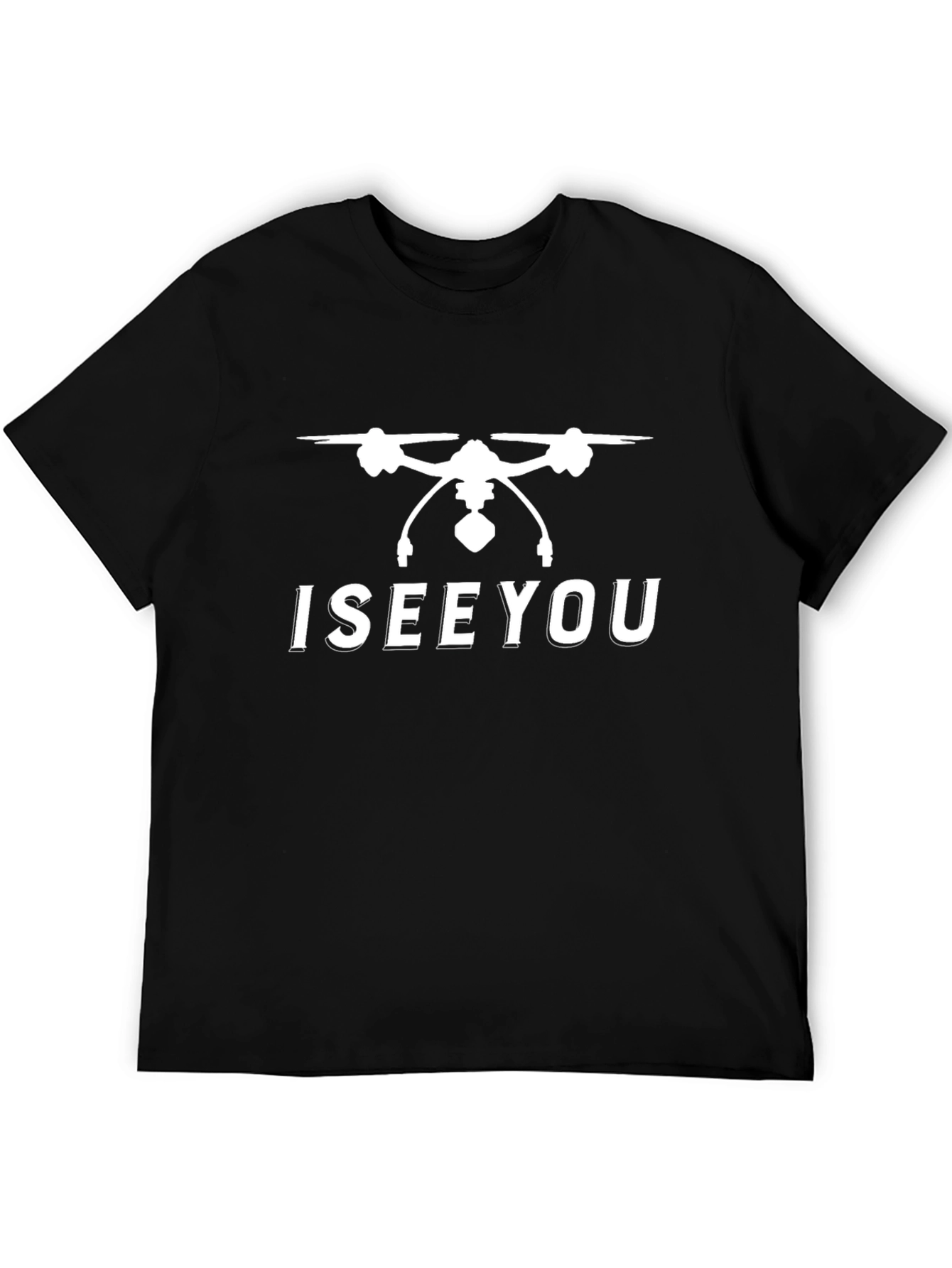 I SEE YOU Drone Graphic Tee - Black Cotton T-Shirt
