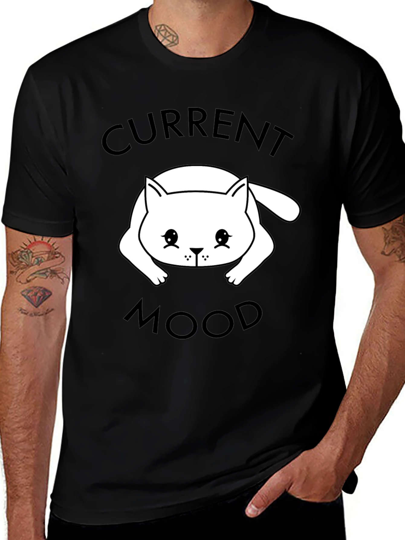 Current Mood Cat T-Shirt - Unisex Black Tee