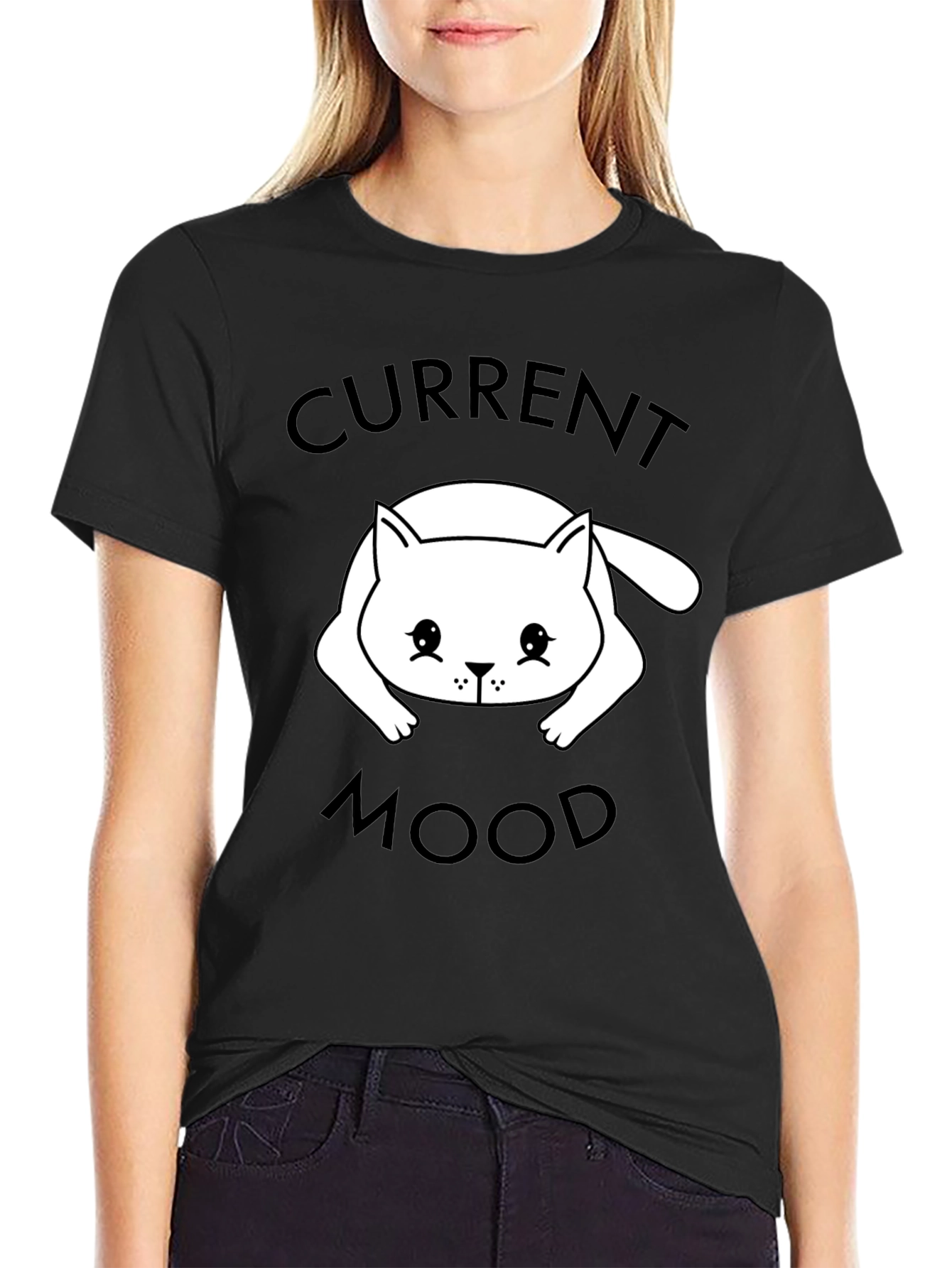 Current Mood Cat T-Shirt - Unisex Black Tee