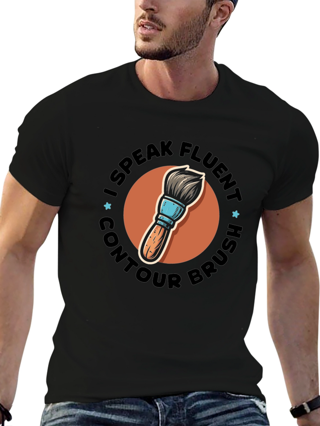 I Speak Fluent Contour Brush Black Tee