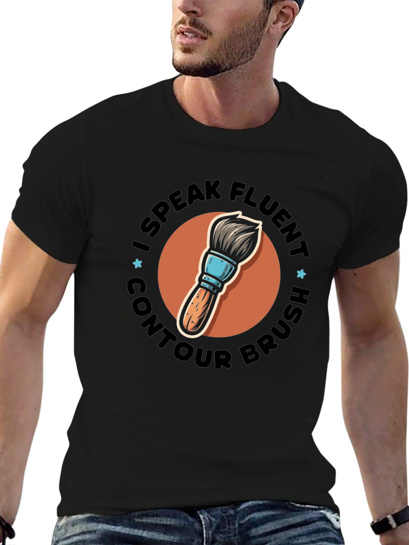 I Speak Fluent Contour Brush Black Tee