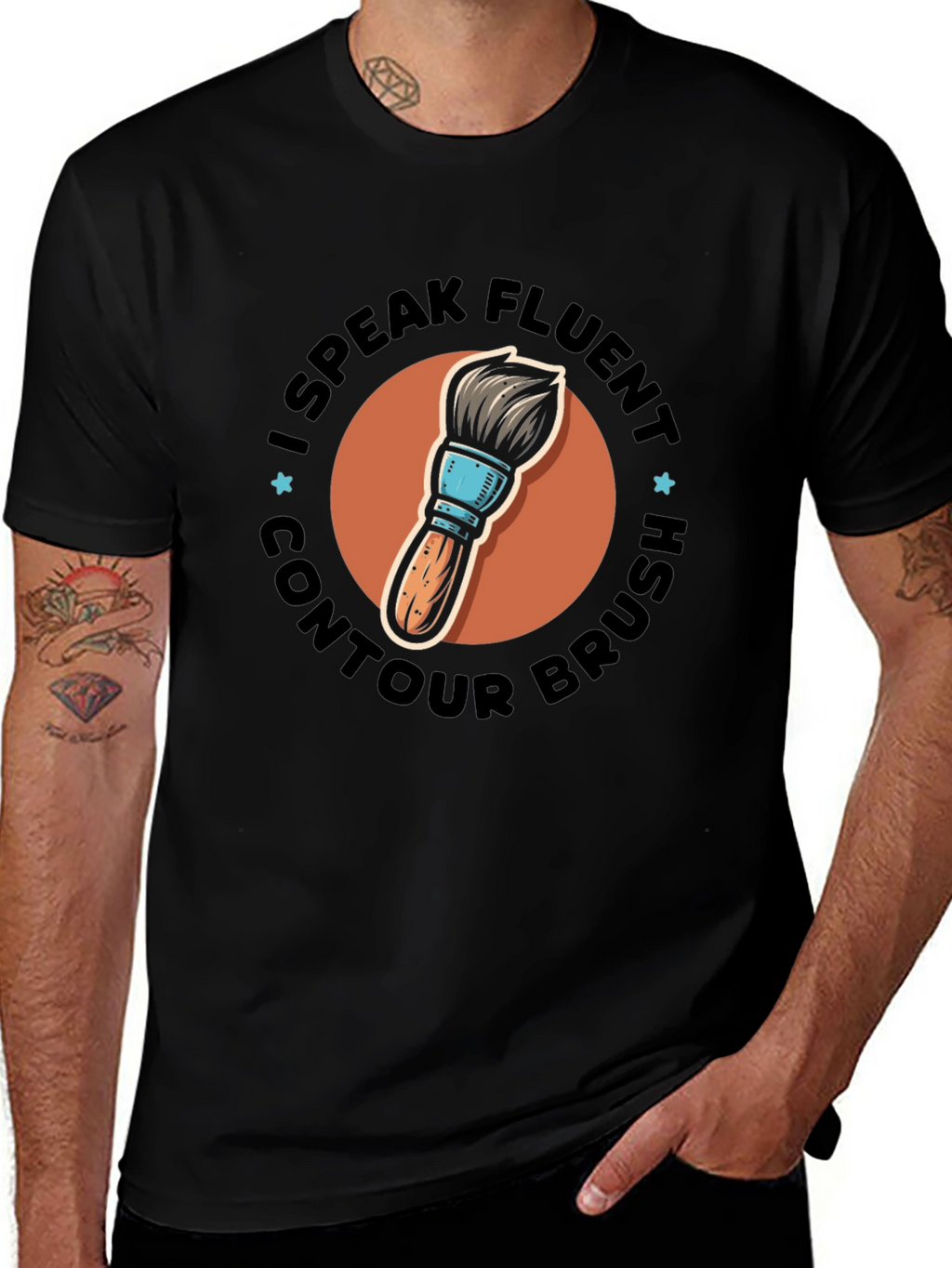 I Speak Fluent Contour Brush Black Tee