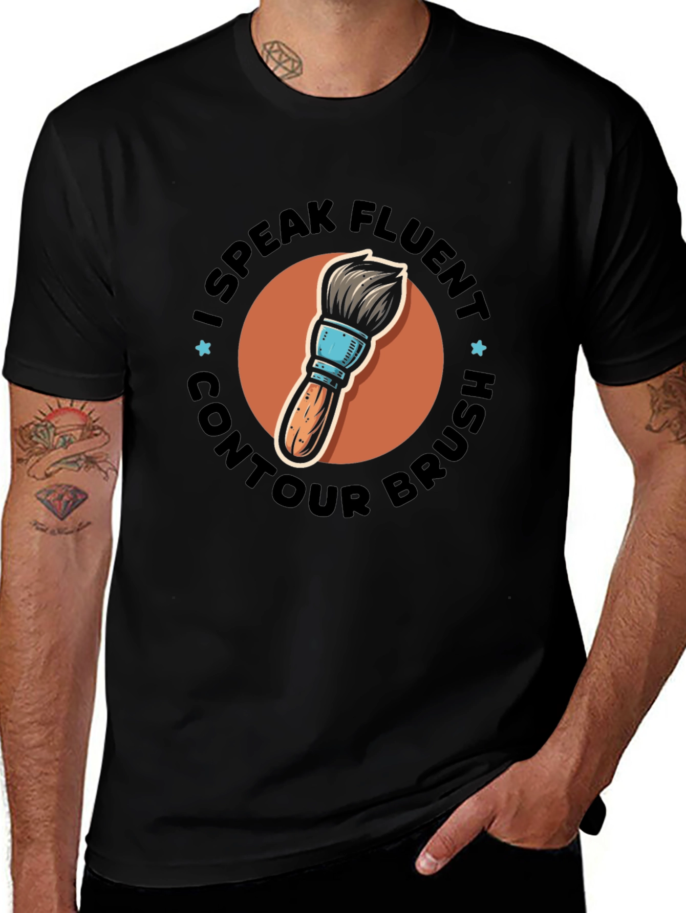 I Speak Fluent Contour Brush Black Tee