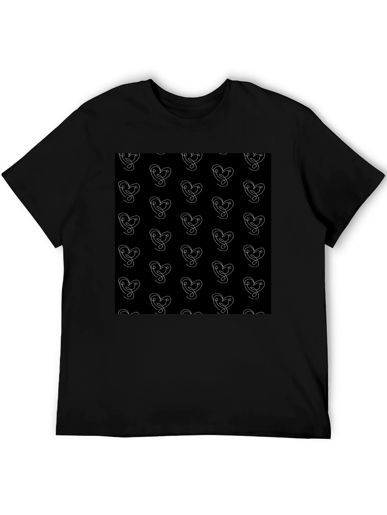 Heart Pattern Tee - Stylish Black Casual Wear