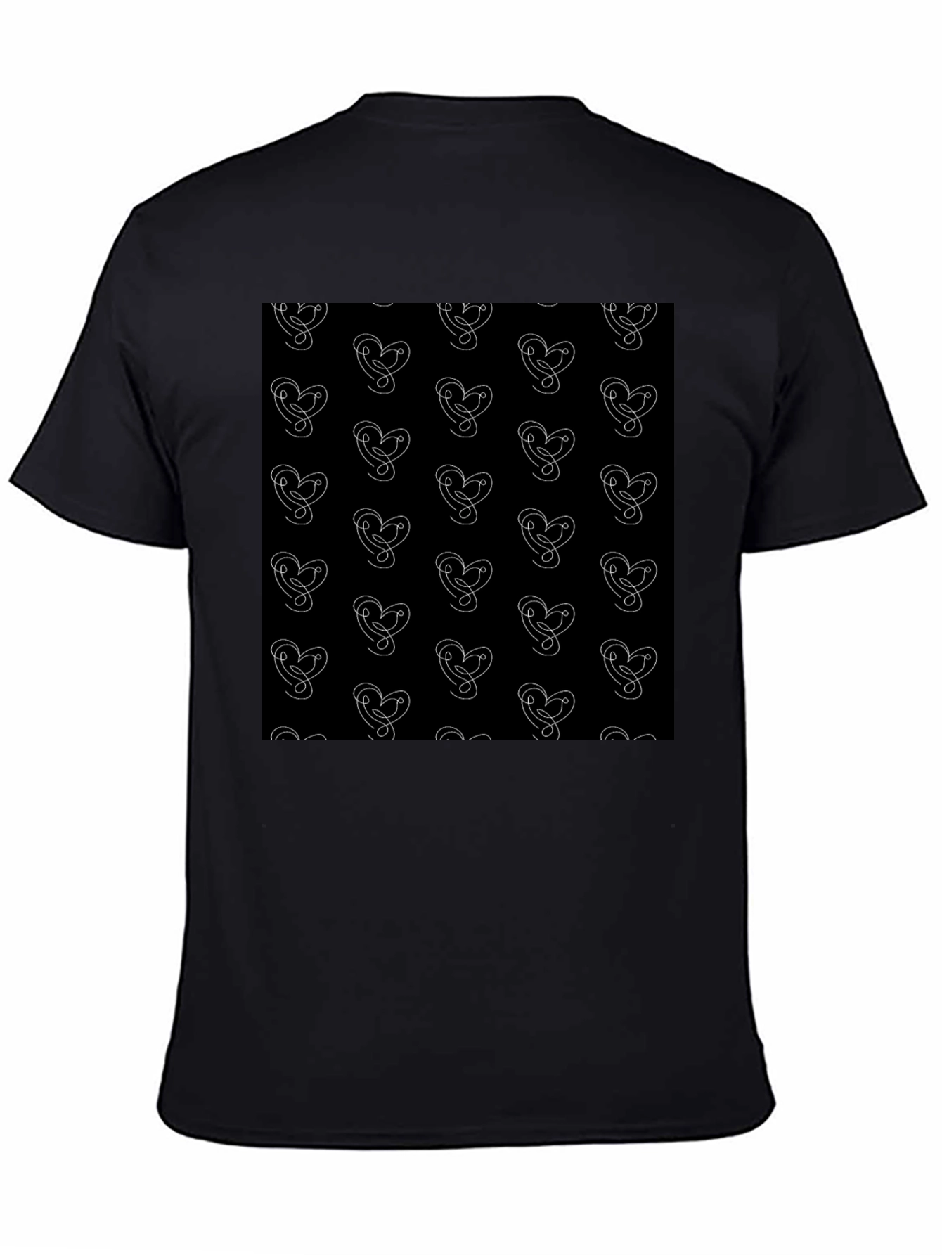 Heart Pattern Tee - Stylish Black Casual Wear