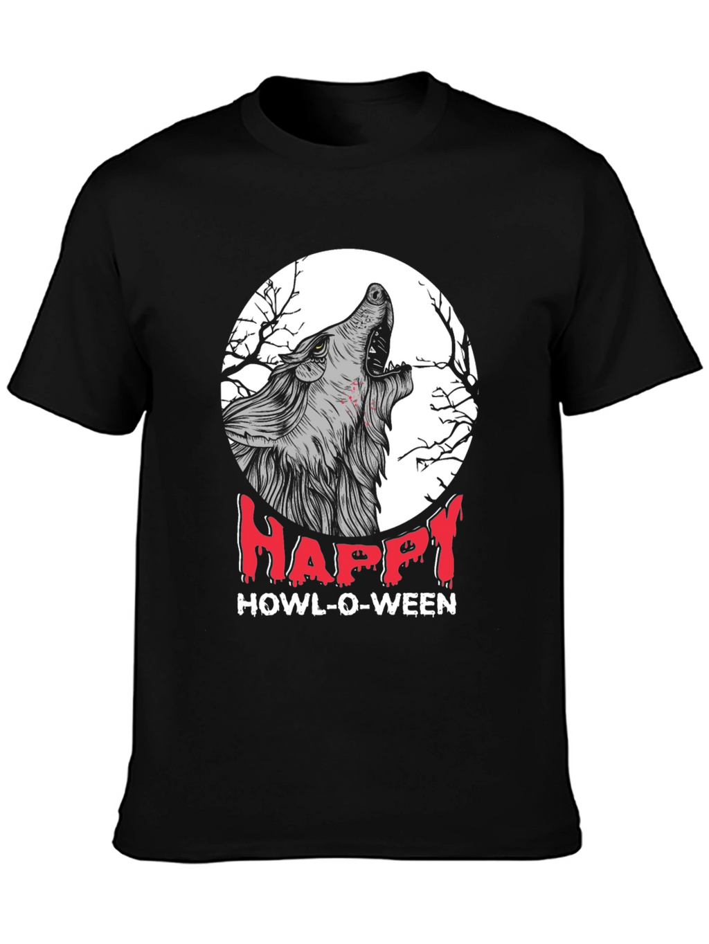 Happy Howl-O-Ween Wolf Graphic T-Shirt