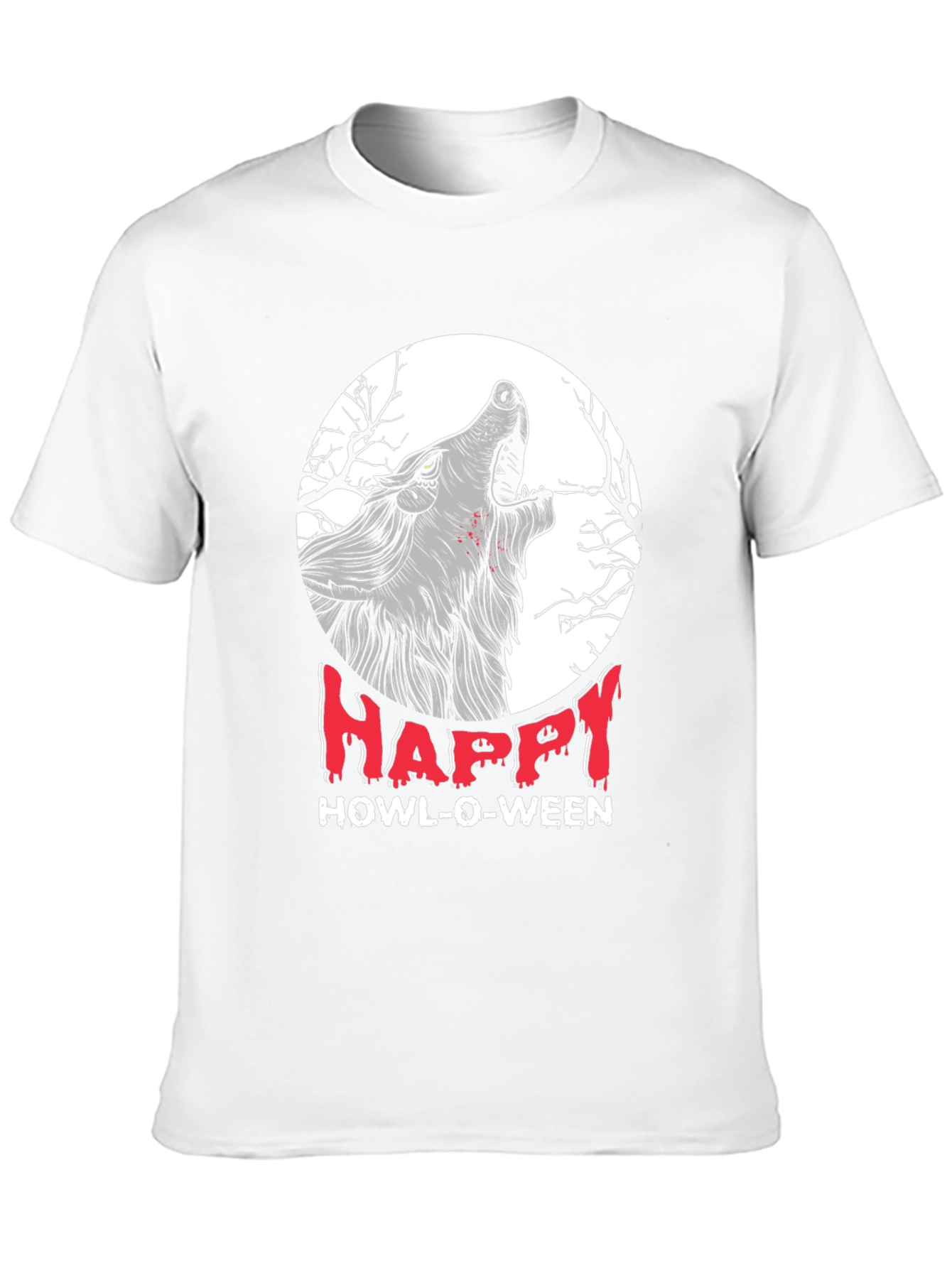 Happy Howl-O-Ween Wolf Graphic T-Shirt
