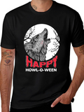Happy Howl-O-Ween Wolf Graphic T-Shirt