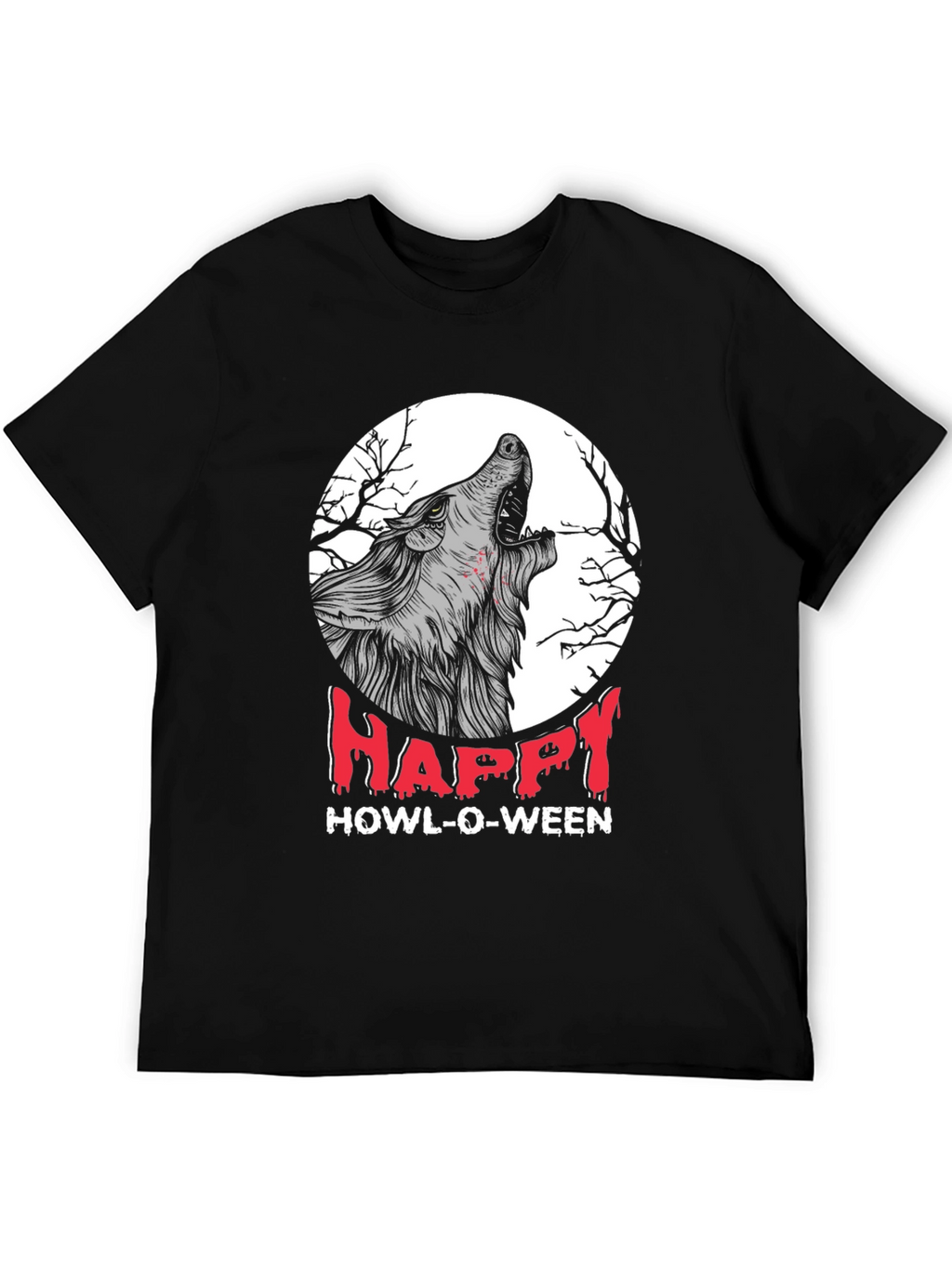 Happy Howl-O-Ween Wolf Graphic T-Shirt