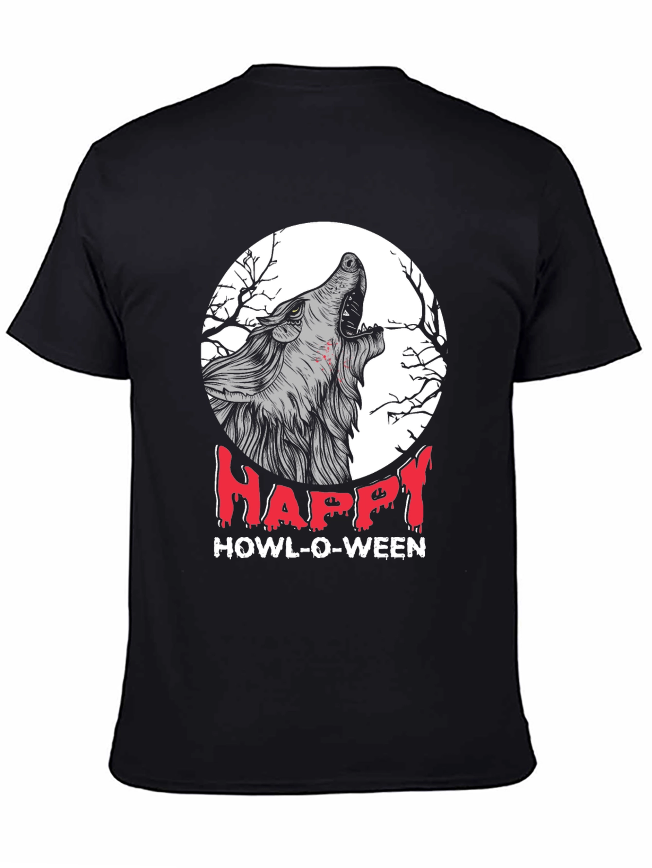 Happy Howl-O-Ween Wolf Graphic T-Shirt
