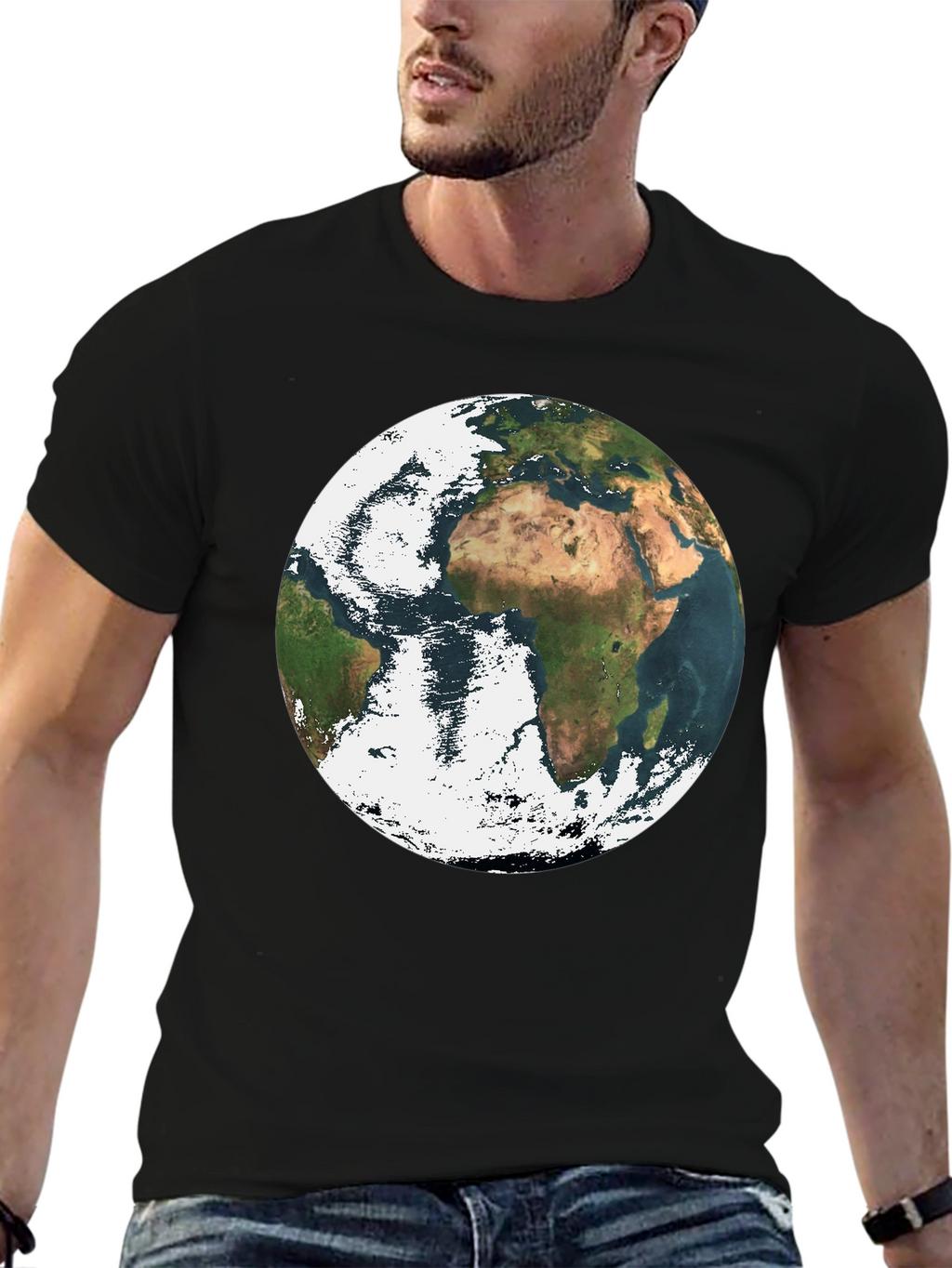 Earth Graphic Print Black T-Shirt
