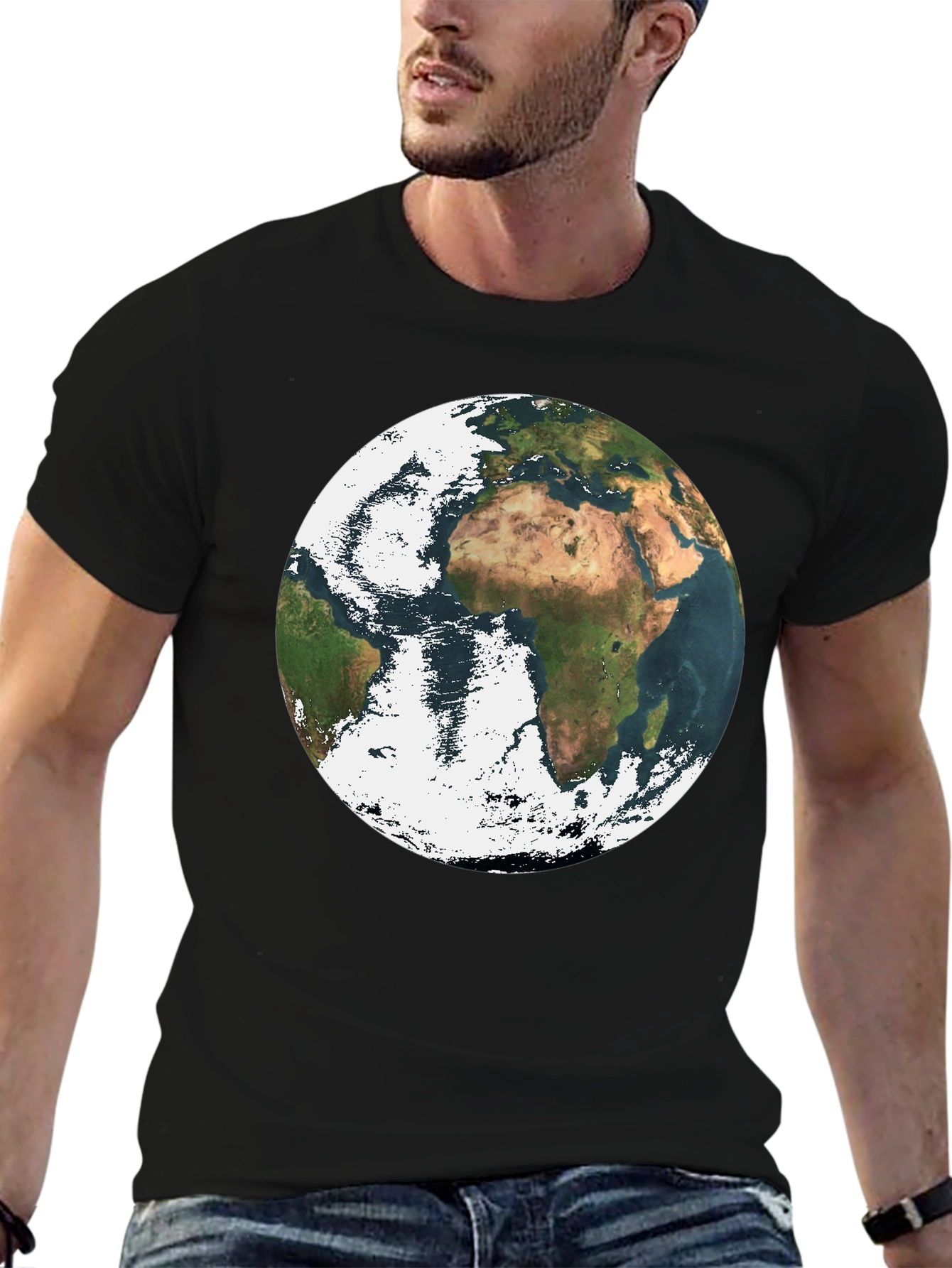 Earth Graphic Print Black T-Shirt