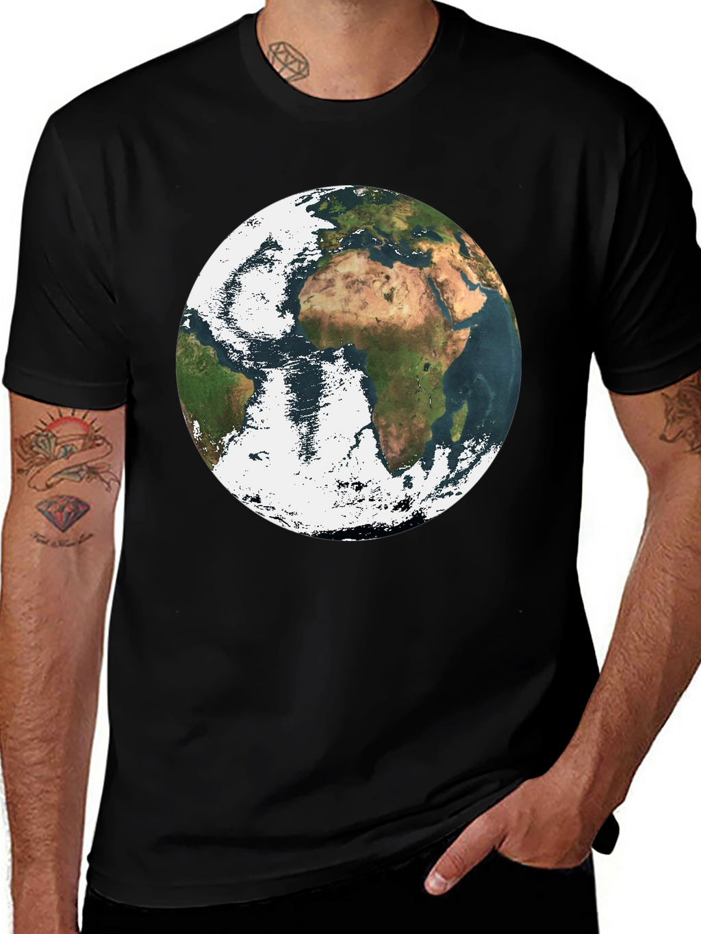 Earth Graphic Print Black T-Shirt