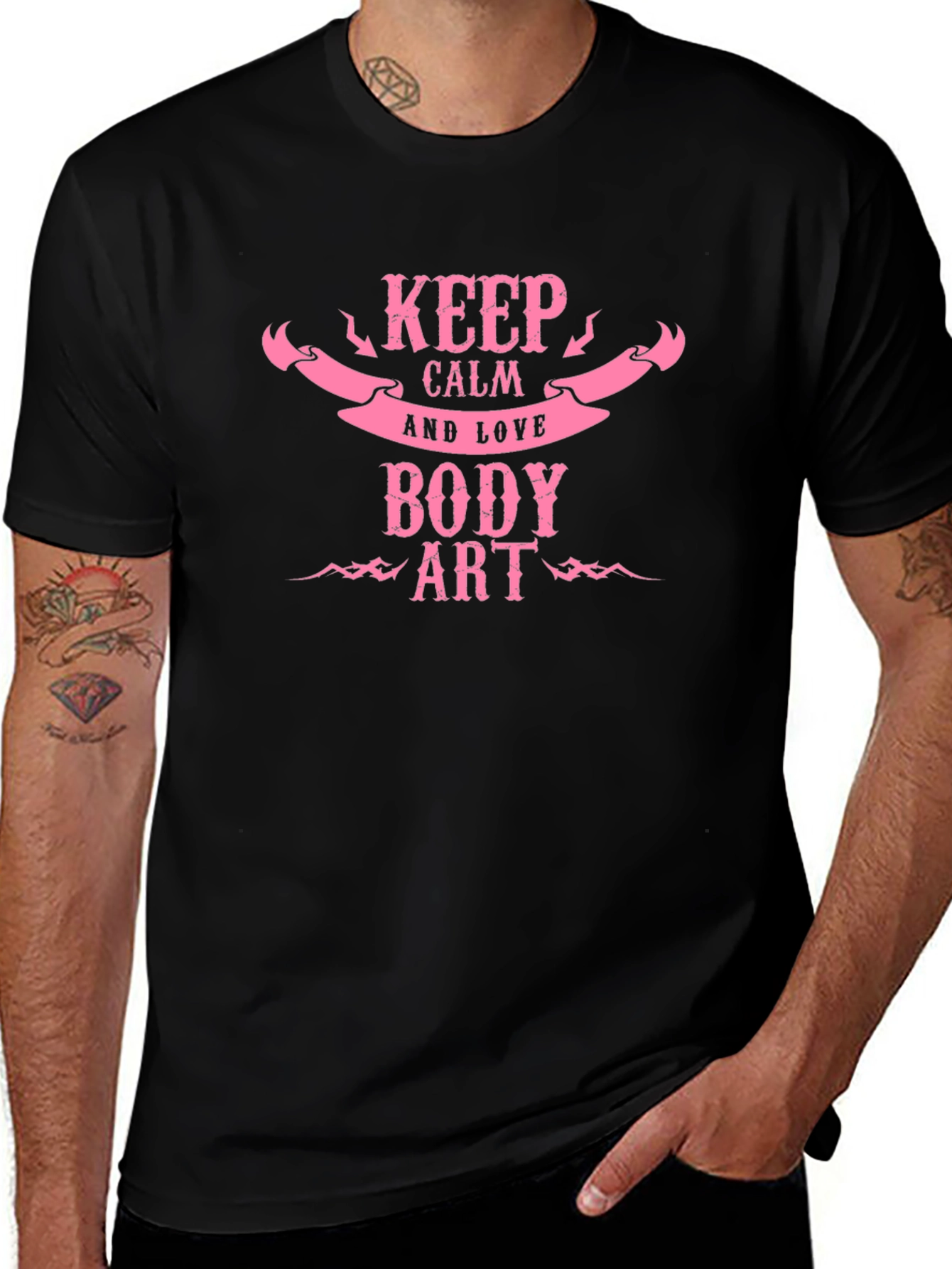 Keep Calm and Love Body Art Black T-Shirt