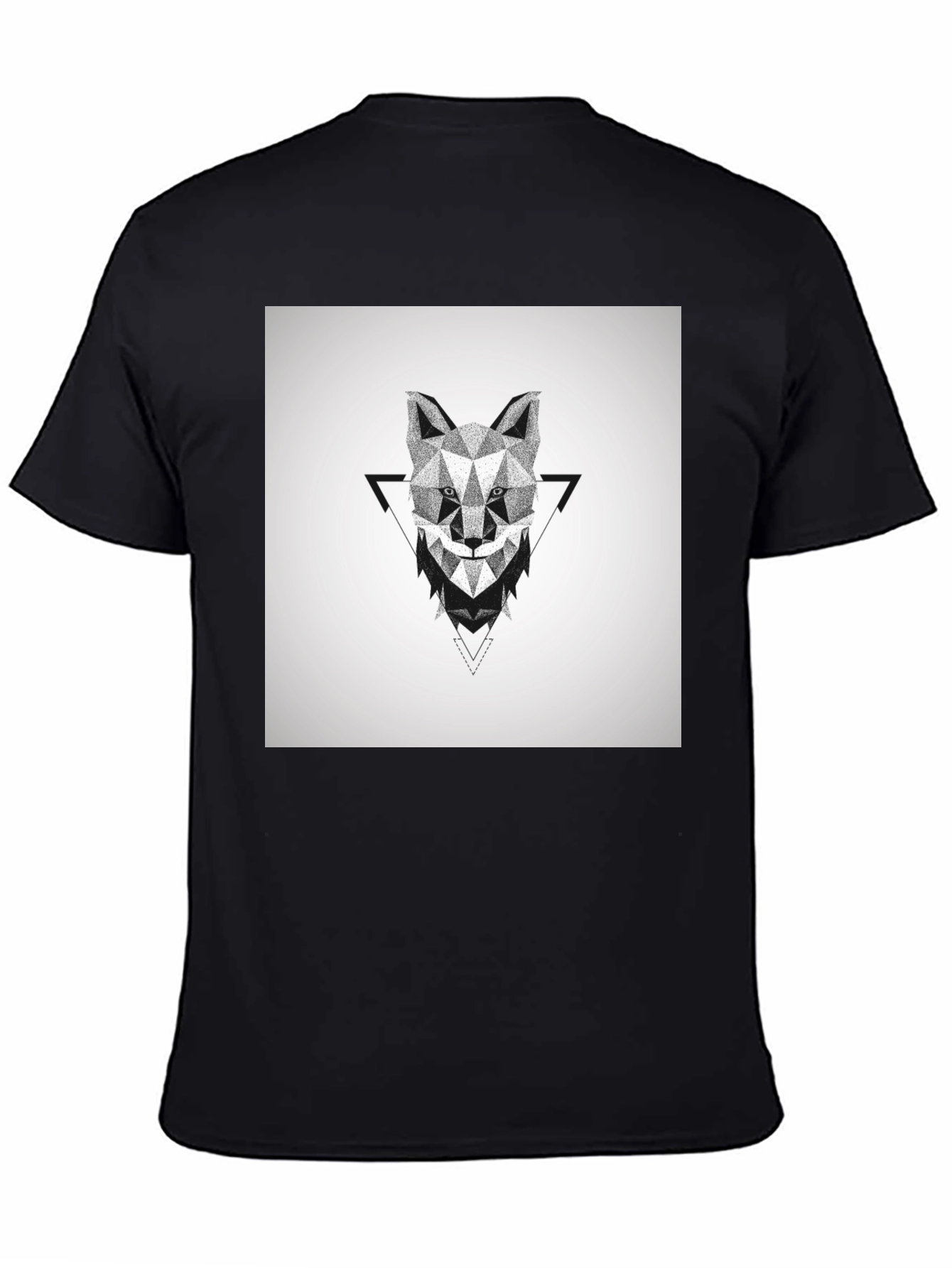 Geometric Wolf Graphic Black T-Shirt