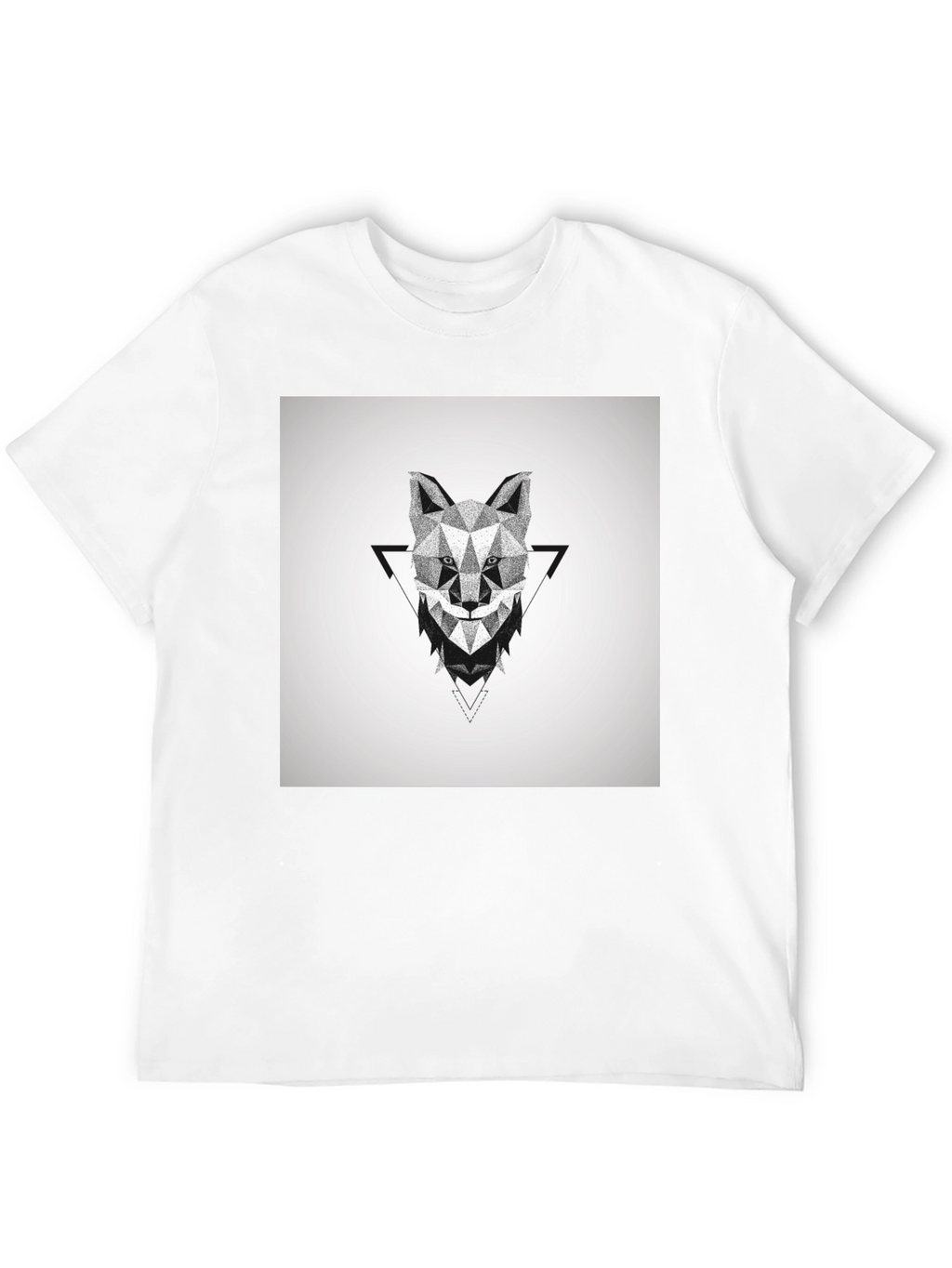 Geometric Wolf Graphic Black T-Shirt