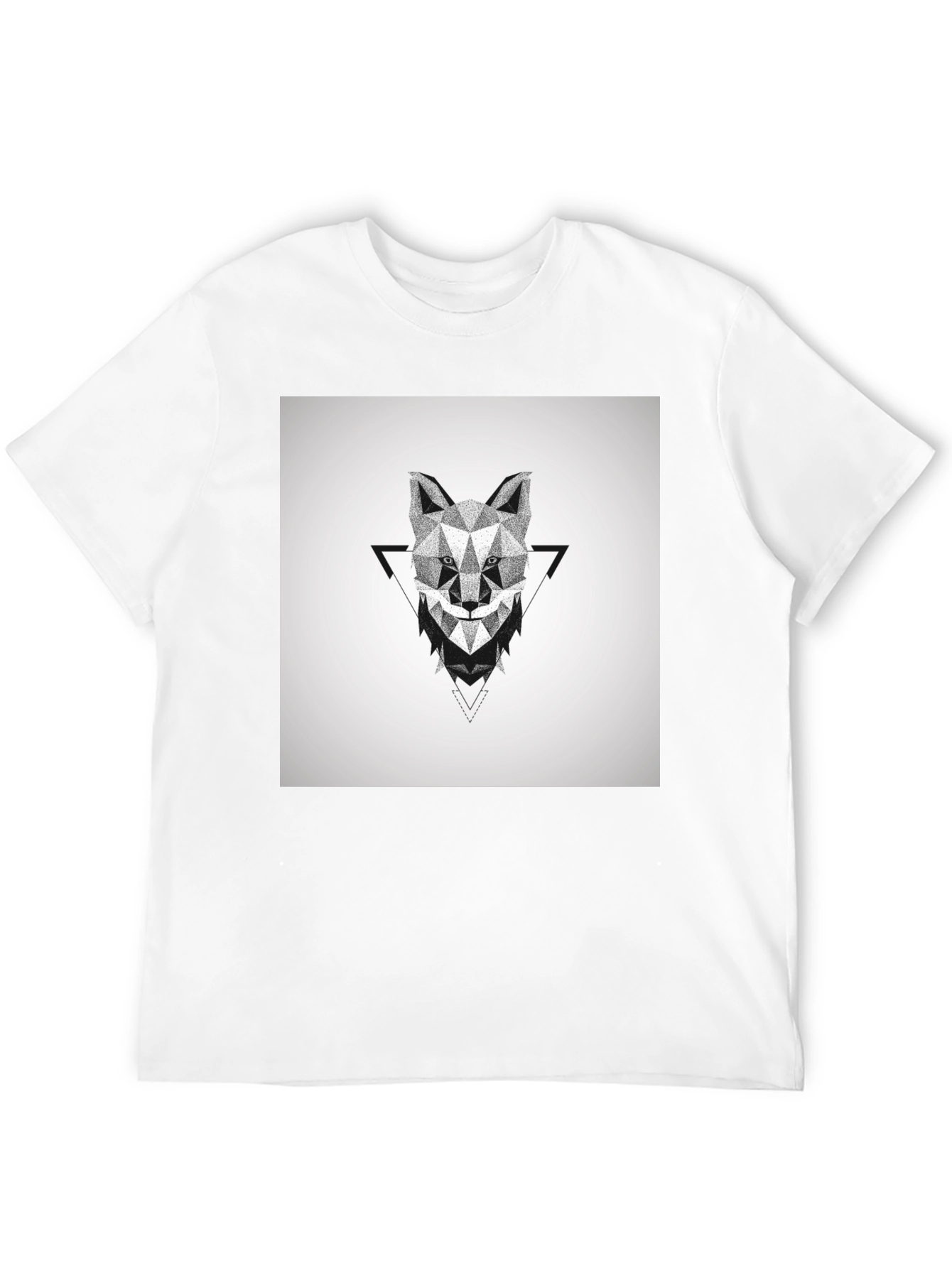 Geometric Wolf Graphic Black T-Shirt