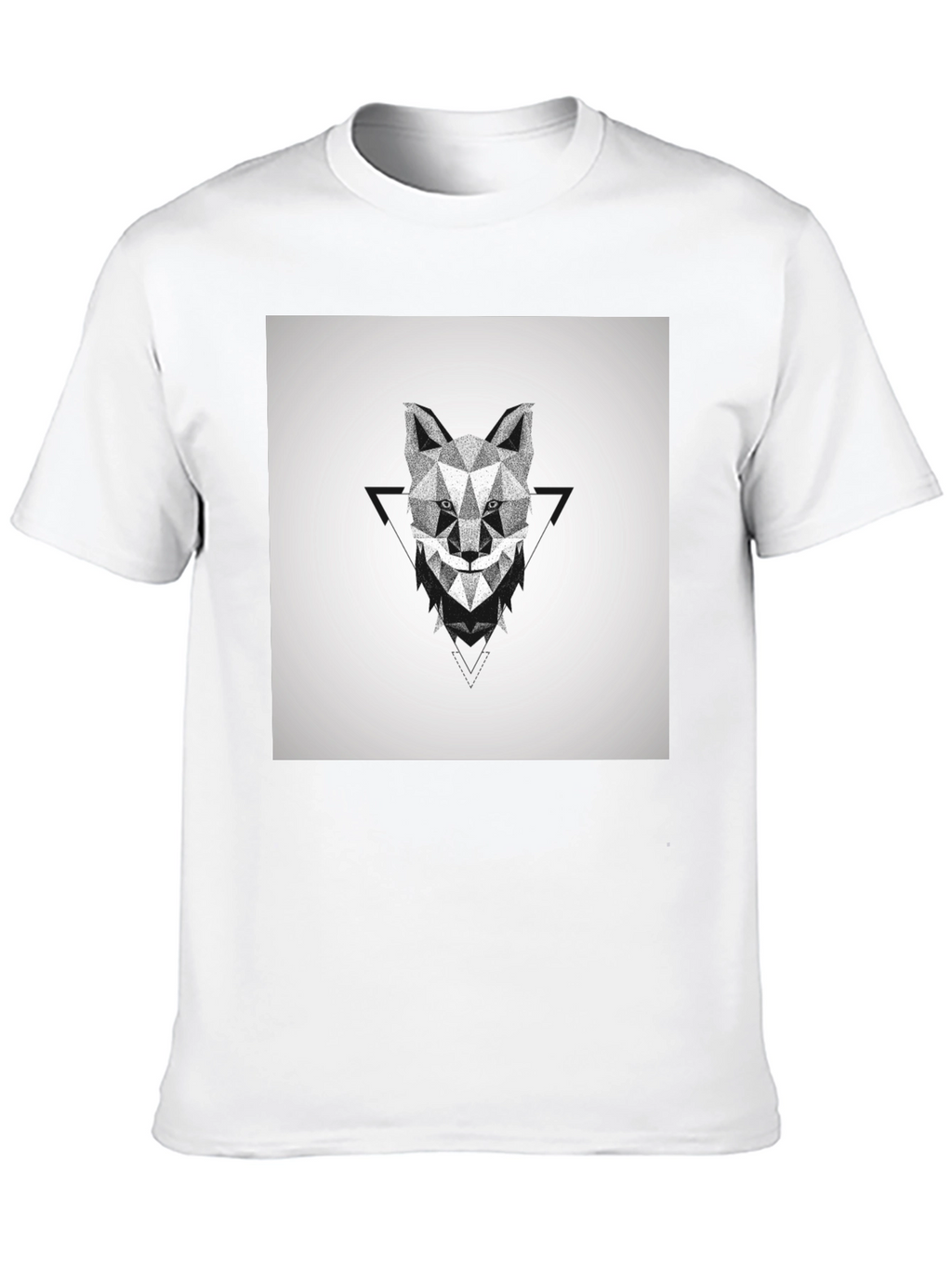 Geometric Wolf Graphic Black T-Shirt
