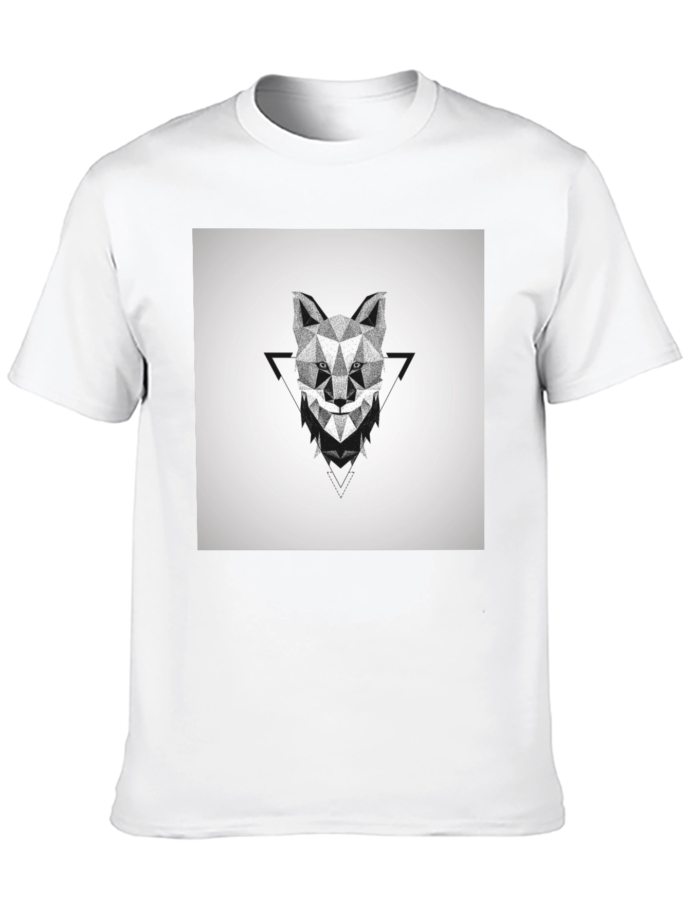Geometric Wolf Graphic Black T-Shirt