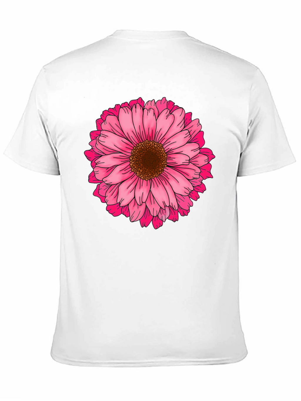Black T-Shirt with Pink Daisy Flower Graphic