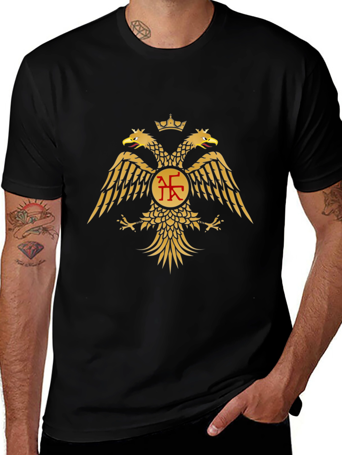 Double Headed Eagle Graphic Tee - Byzantine Inspired Design