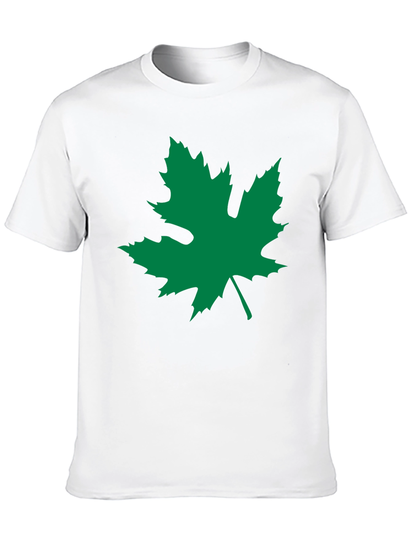 Black T-Shirt with Green Leaf Graphic