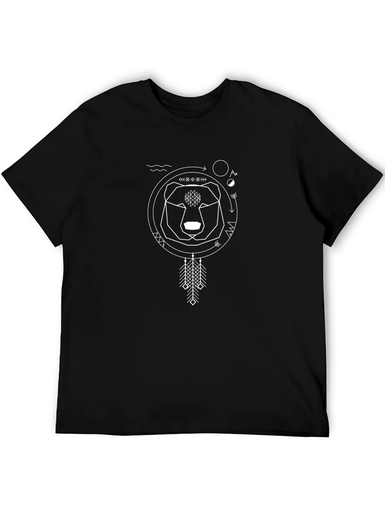 Geometric Bear Graphic Tee - Stylish Black T-Shirt