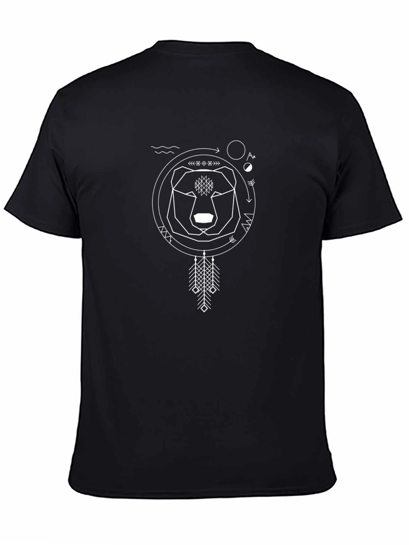 Geometric Bear Graphic Tee - Stylish Black T-Shirt