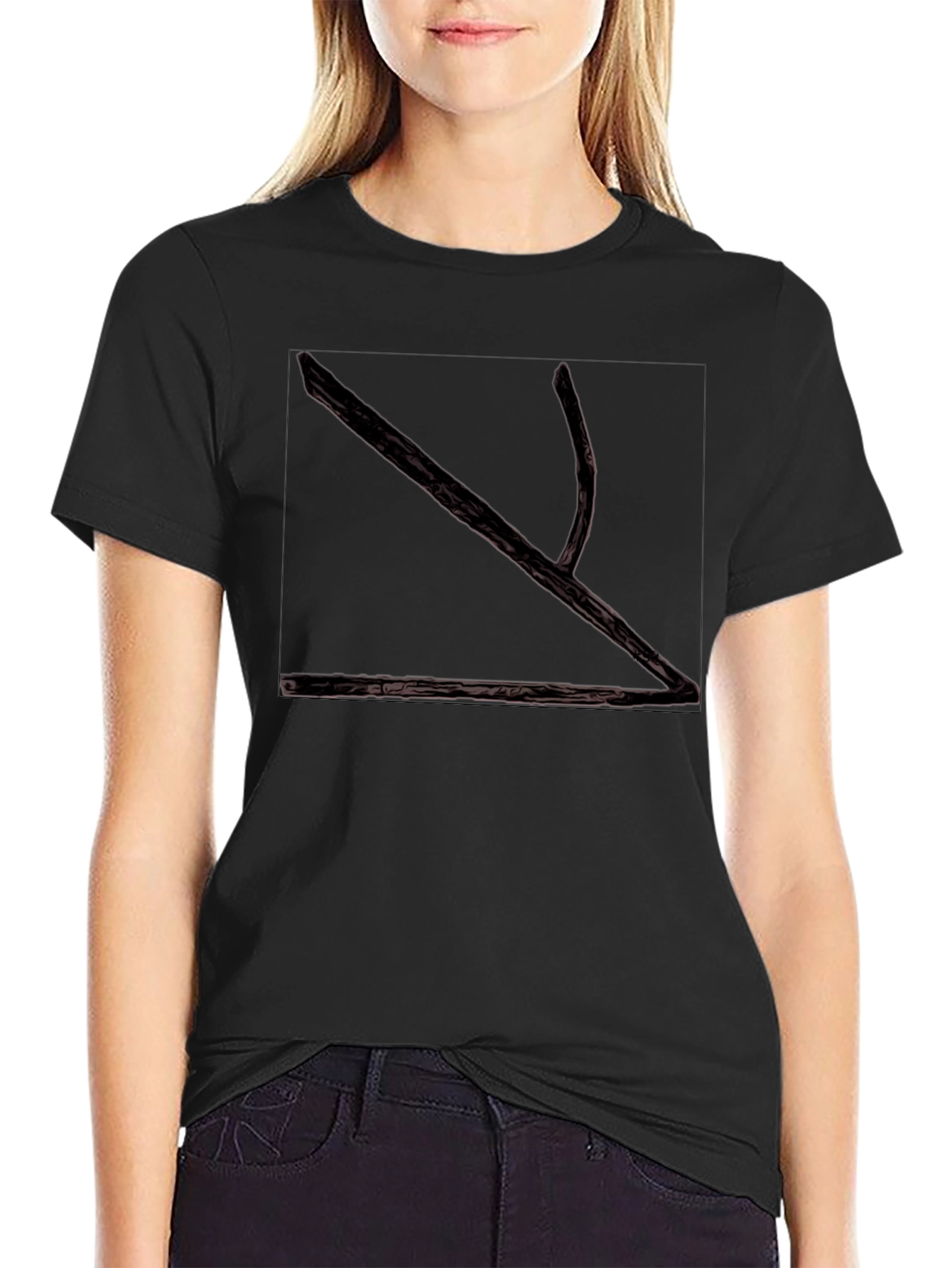 Abstract Branch Graphic Print Black T-Shirt