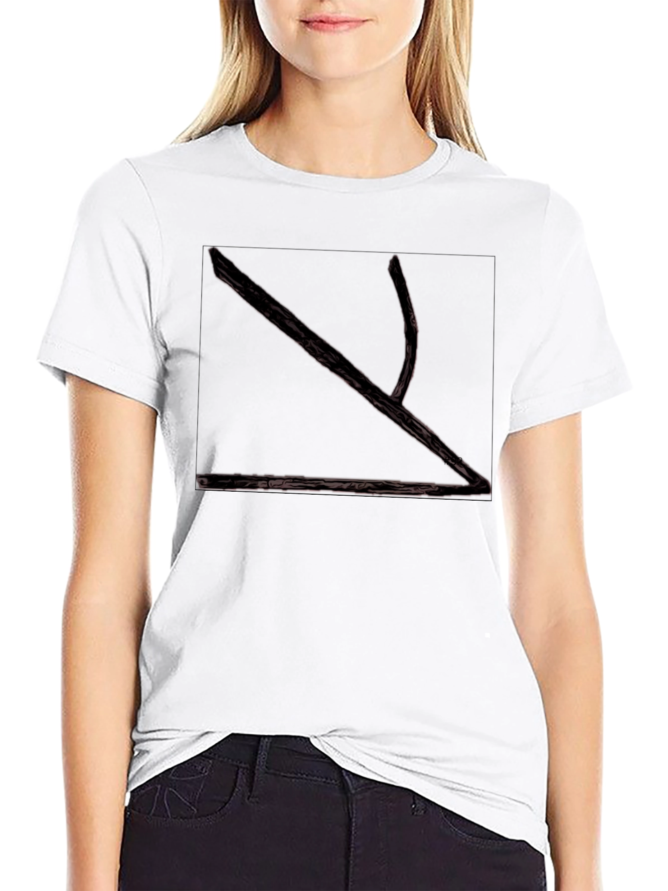 Abstract Branch Graphic Print Black T-Shirt