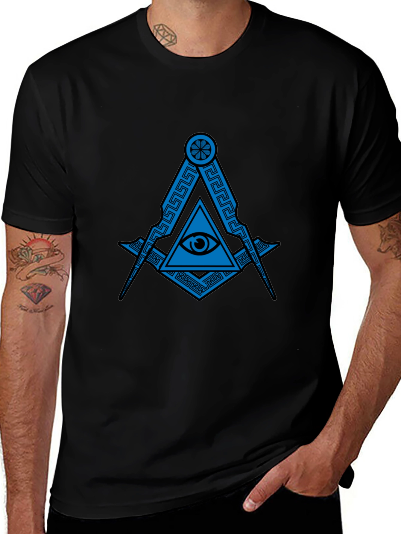 Illuminati Graphic Black T-Shirt: All-Seeing Eye Symbol Tee