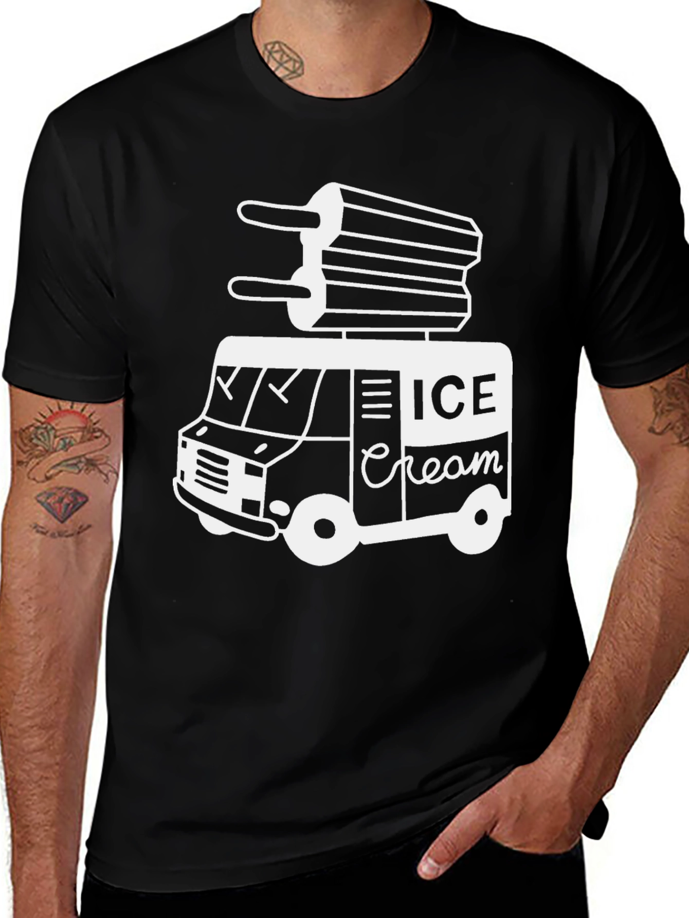 Ice Cream Truck Graphic Tee - Black