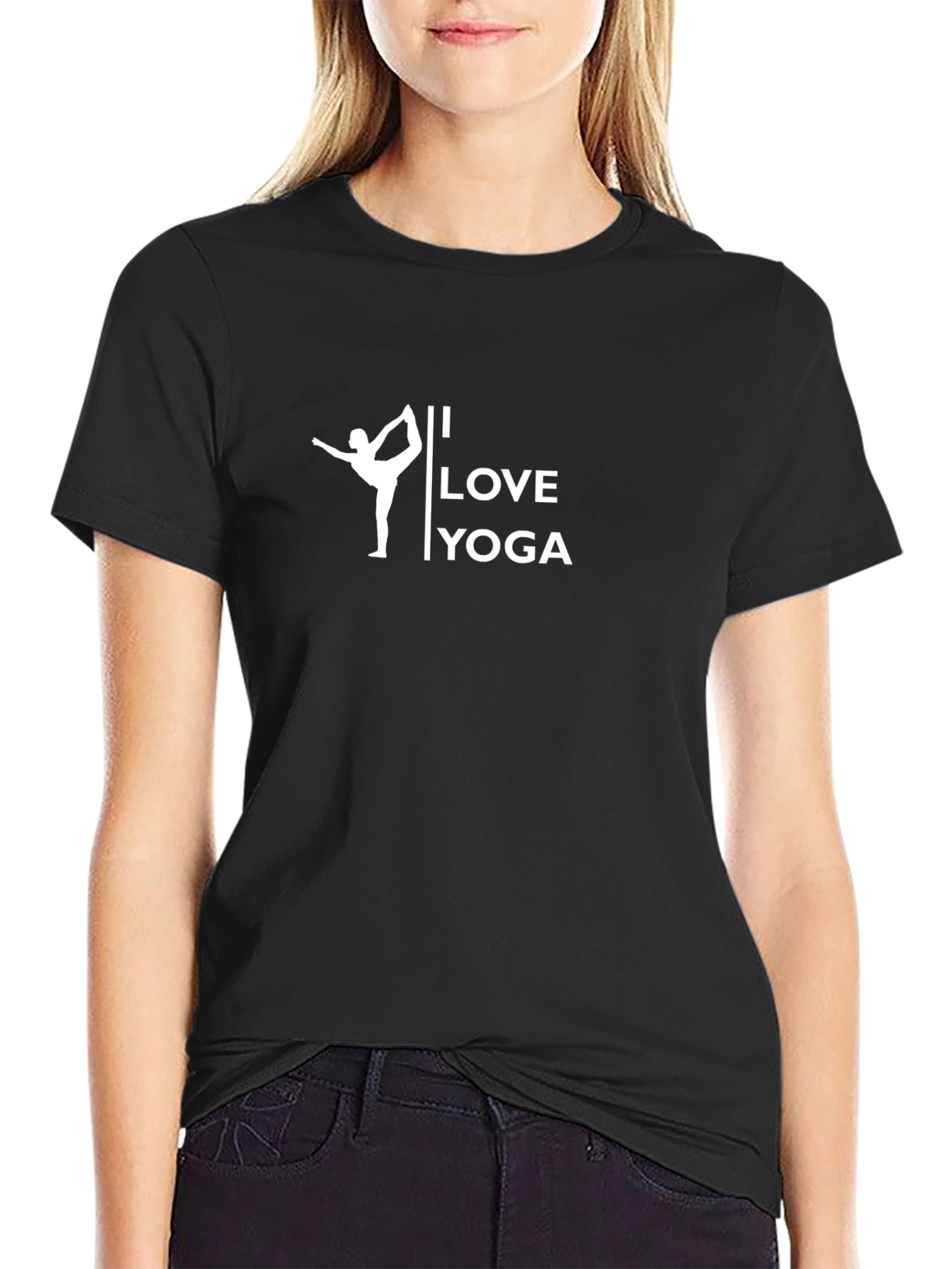 I Love Yoga Graphic Tee - Black