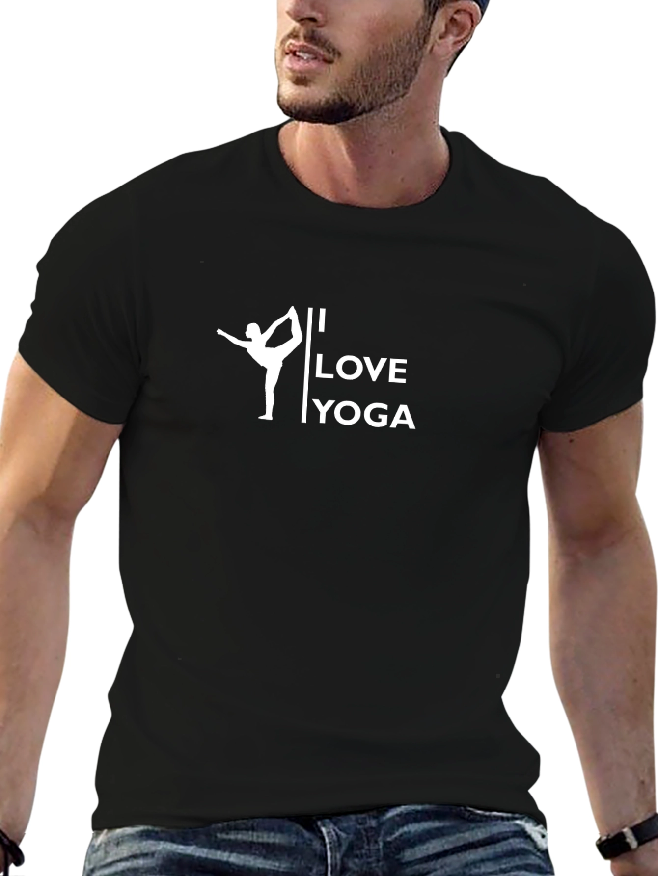 I Love Yoga Graphic Tee - Black