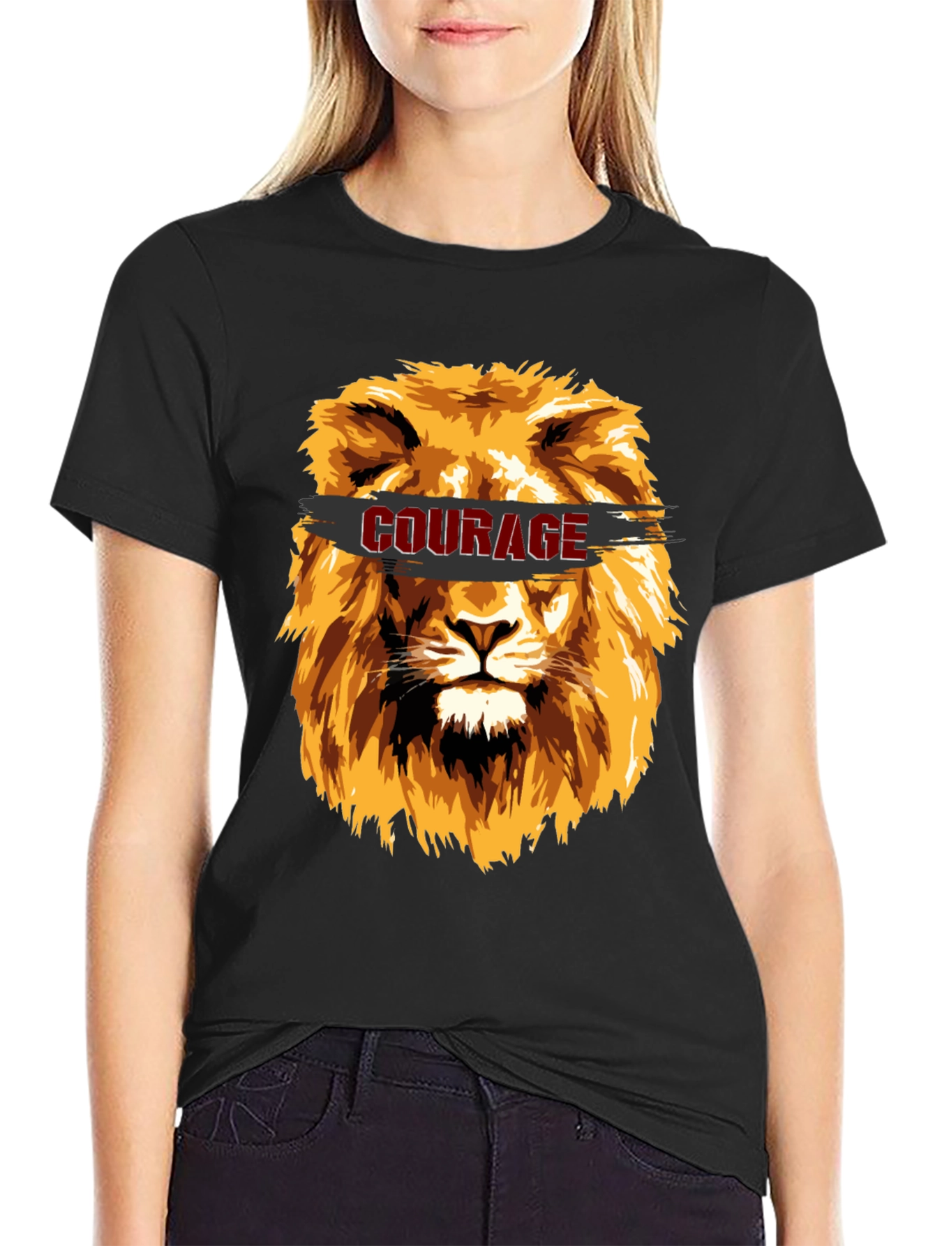 Courage Lion Graphic T-Shirt - Stylish Mens Tee