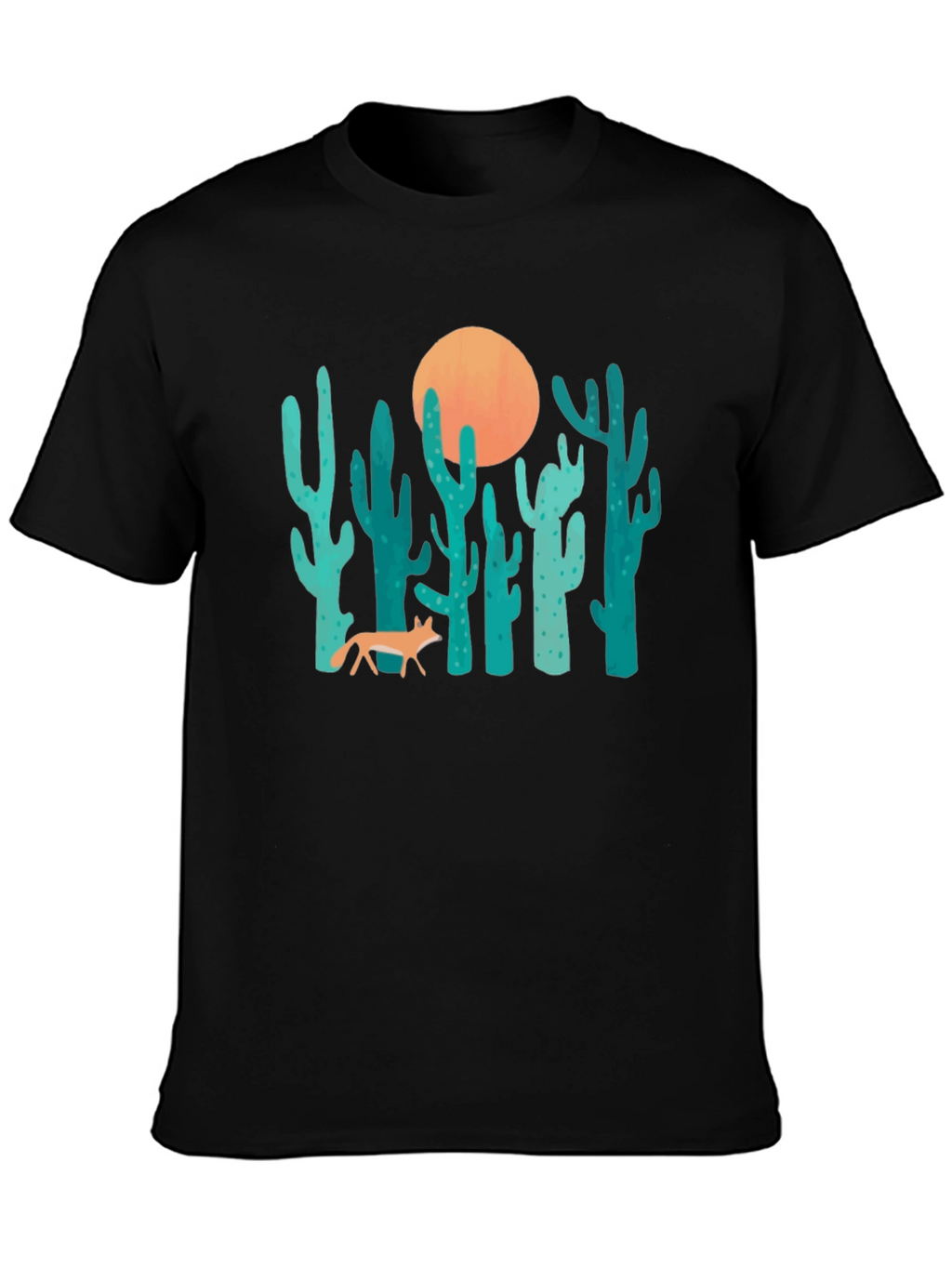 Desert Fox & Cactus Graphic T-Shirt